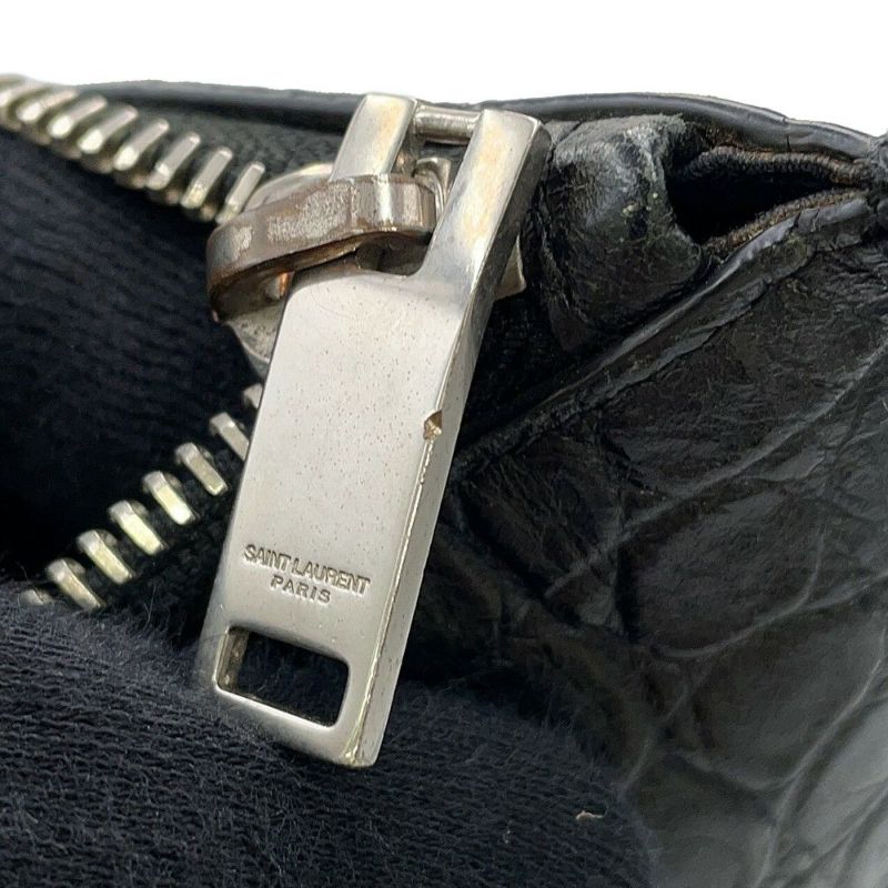 サンローランパリ クラッチバッグ クロコ型押しレザー 378261 SAINT LAURENT PARIS 黒