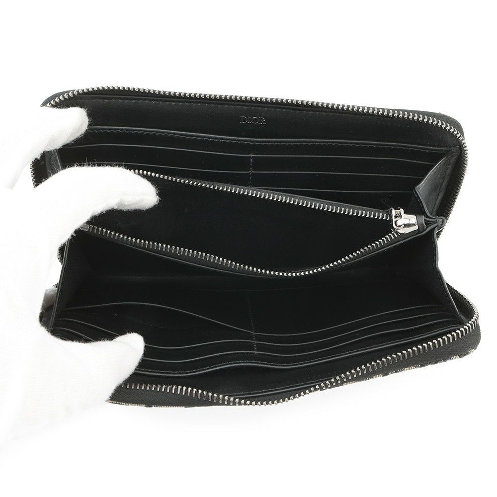 クリスチャン・ディオール 長財布 オブリーク ラウンドファスナー ロングウォレット キャンバス Christian Dior 財布