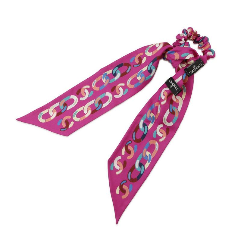 シャネル シュシュ スカーフ セット ココマーク チェーンモチーフ シルク CHANEL リボン ヘアアクセサリー ノベルティ