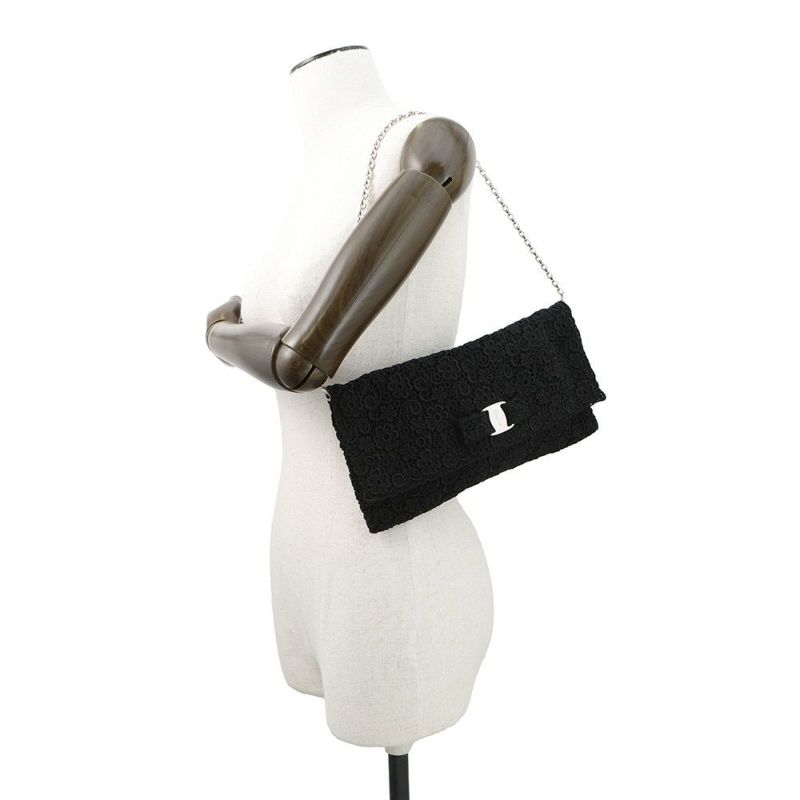 サルヴァトーレ・フェラガモ ショルダーバッグ ヴァラリボン フラワー 21D064 Ferragamo 黒