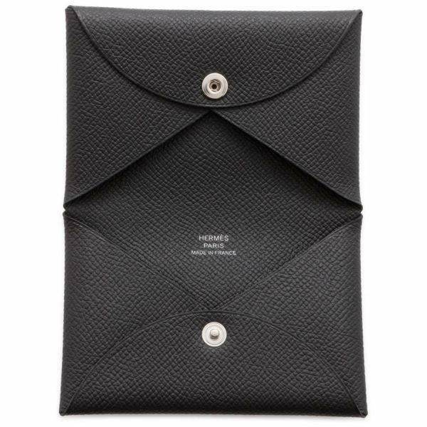 エルメス カードケース カルヴィ ブラック エプソン W刻印 HERMES 名刺入れ 黒