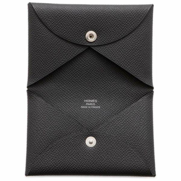 エルメス カードケース カルヴィ ブラック エプソン W刻印 HERMES 名刺入れ 黒