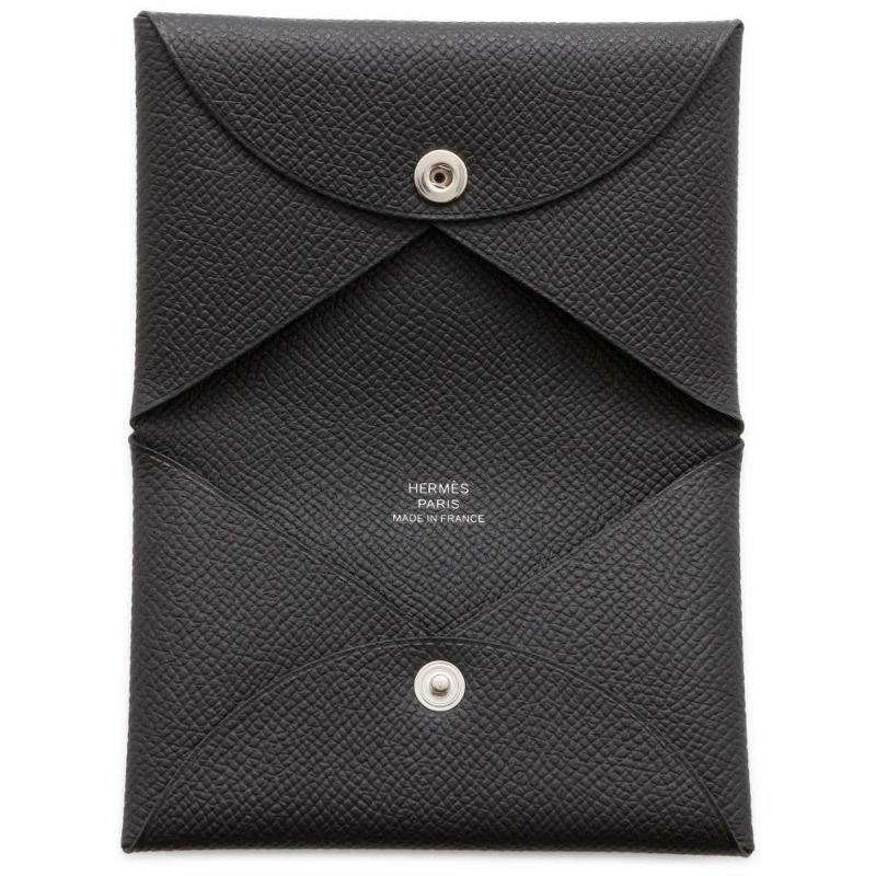 エルメス カードケース カルヴィ ブラック エプソン W刻印 HERMES 名刺入れ 黒