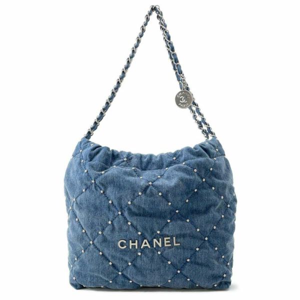 シャネル ハンドバッグ CHANEL 22 マトラッセ スモール デニム AS3260 CHANEL バッグ ポーチ付き