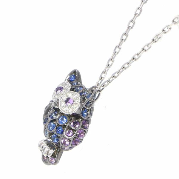 ブシュロン ネックレス ノクチュア アウル ダイヤ 0.07ct ブルーサファイア 0.90ct アメジスト0.28ct