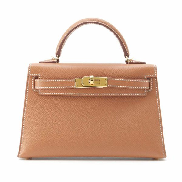 エルメス ハンドバッグ ミニケリードゥ 外縫い ゴールド/ゴールド金具 エプソン W刻印 2wayショルダー