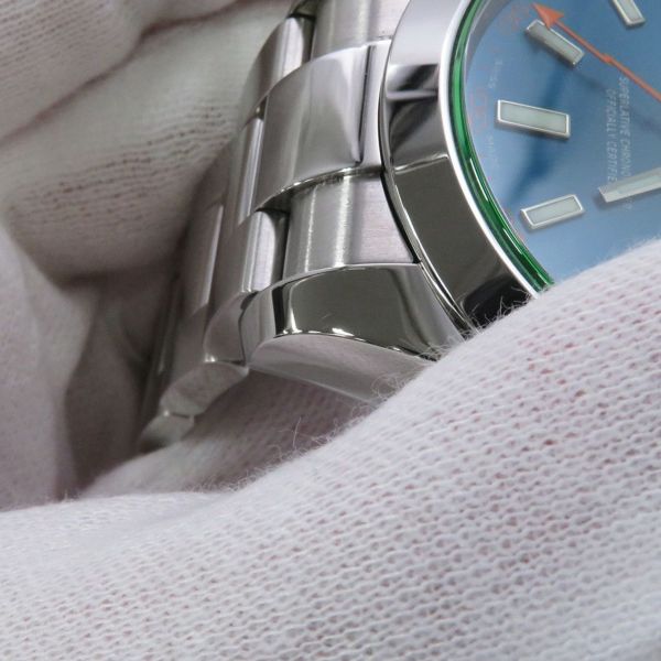 ロレックス ミルガウス グリーンガラス ランダムシリアル ルーレット 116400GV ROLEX 腕時計 Zブルー文字盤