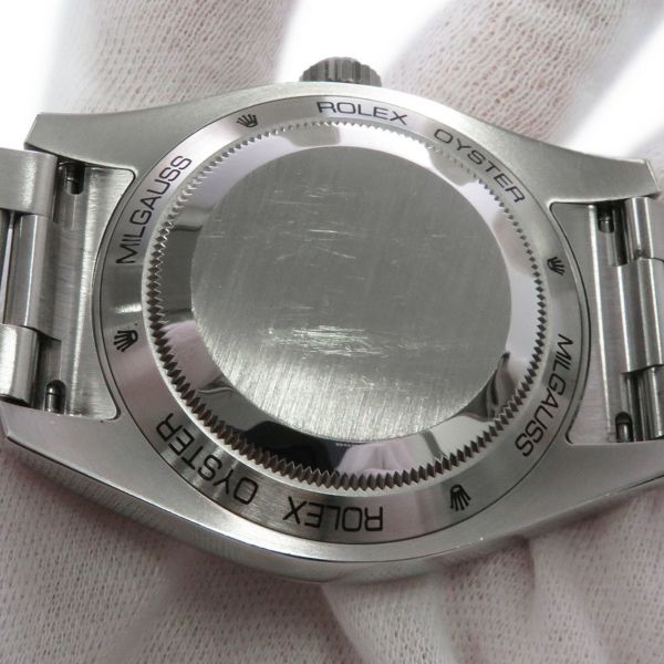 ロレックス ミルガウス グリーンガラス ランダムシリアル ルーレット 116400GV ROLEX 腕時計 Zブルー文字盤