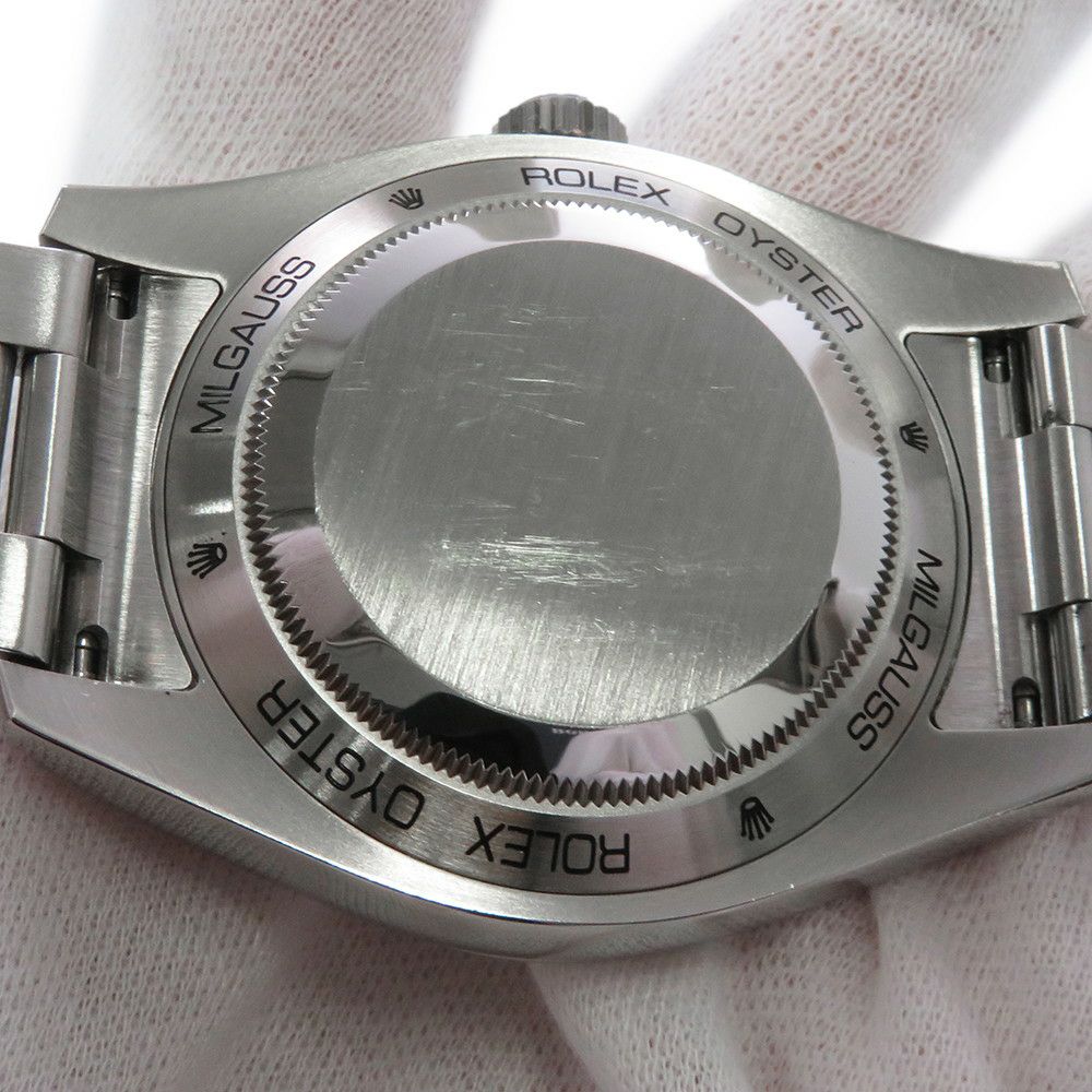 ロレックス ミルガウス グリーンガラス ランダムシリアル ルーレット 116400GV ROLEX 腕時計 Zブルー文字盤