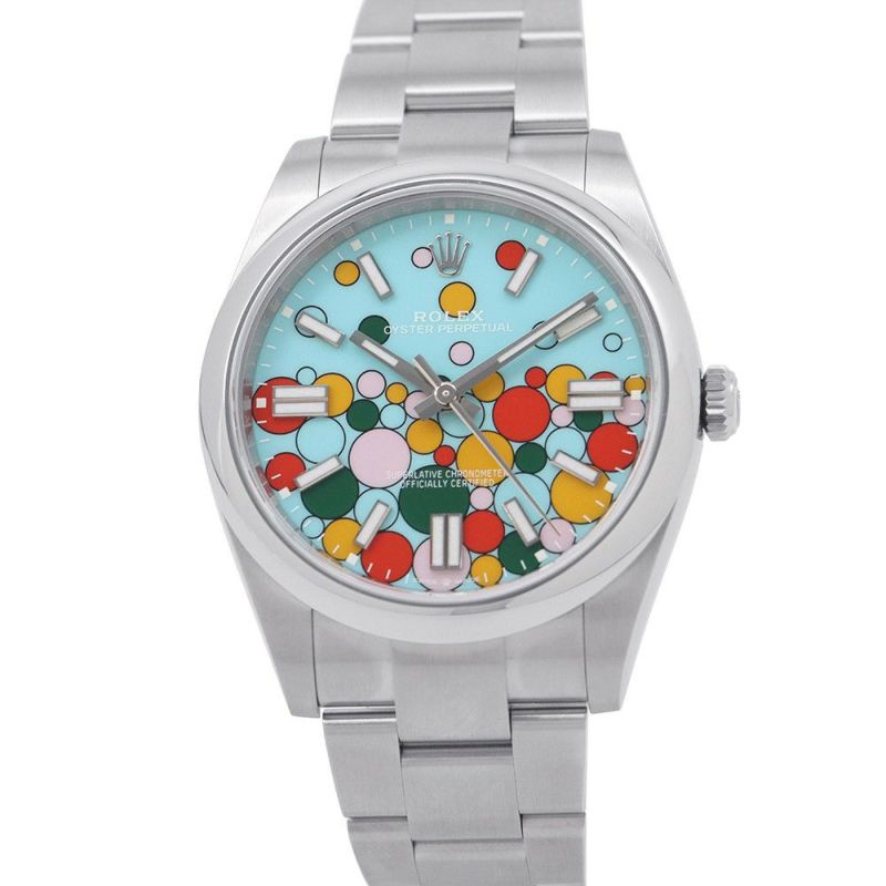 ロレックス オイスターパーペチュアル41 ランダムシリアル ルーレット 124300 腕時計 ターコイズブルー文字盤 セレブレーション