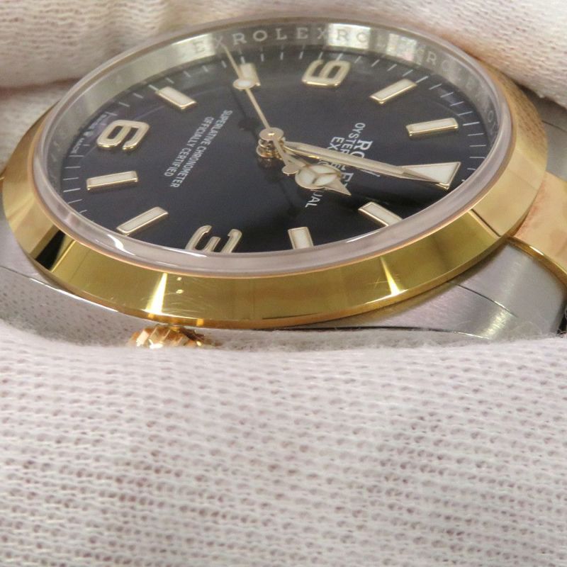 ロレックス エクスプローラーI SS/K18YG ランダムシリアル ルーレット 124273 ROLEX 腕時計 黒文字盤