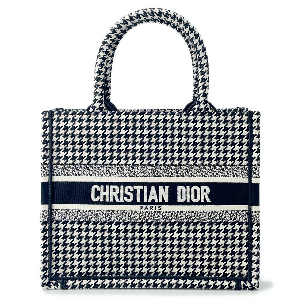 クリスチャン・ディオール ハンドバッグ ブックトート スモール 千鳥柄 キャンバス Christian Dior 黒 白