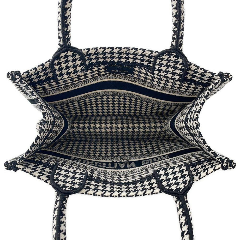 クリスチャン・ディオール ハンドバッグ ブックトート スモール 千鳥柄 キャンバス Christian Dior 黒 白