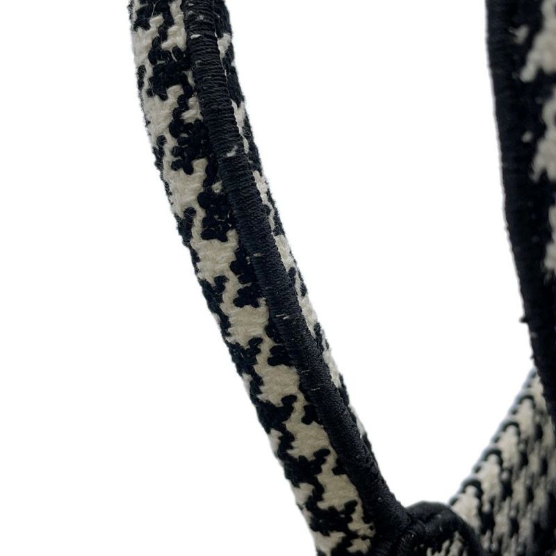 クリスチャン・ディオール ハンドバッグ ブックトート スモール 千鳥柄 キャンバス Christian Dior 黒 白