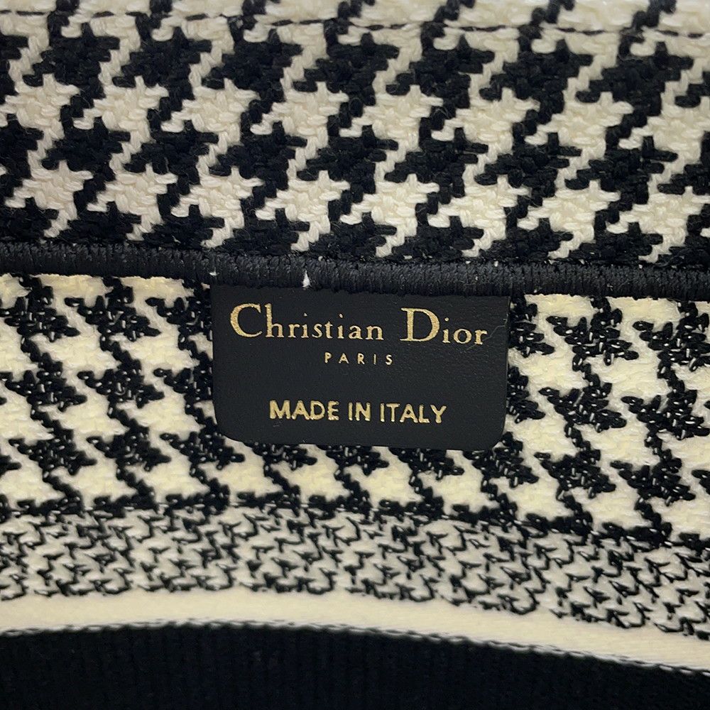クリスチャン・ディオール ハンドバッグ ブックトート スモール 千鳥柄 キャンバス Christian Dior 黒 白