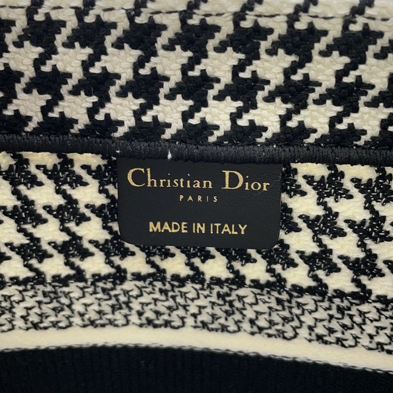 クリスチャン・ディオール ハンドバッグ ブックトート スモール 千鳥柄 キャンバス Christian Dior 黒 白