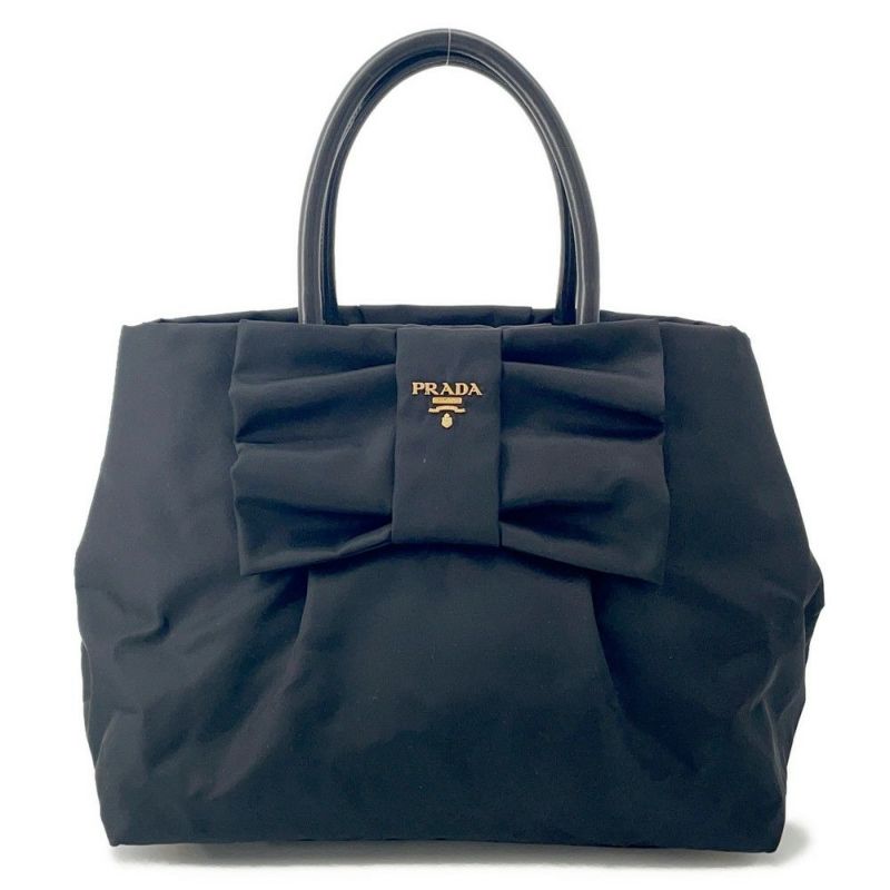 プラダ ハンドバッグ リボン ロゴ ナイロン BN1601 PRADA バッグ 黒