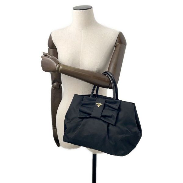 プラダ ハンドバッグ リボン ロゴ ナイロン BN1601 PRADA バッグ 黒
