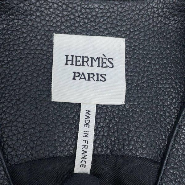 エルメス ロングジレ ベスト ウォッシュドディアスキン 鹿革 レディースサイズ34 HERMES アウター 黒