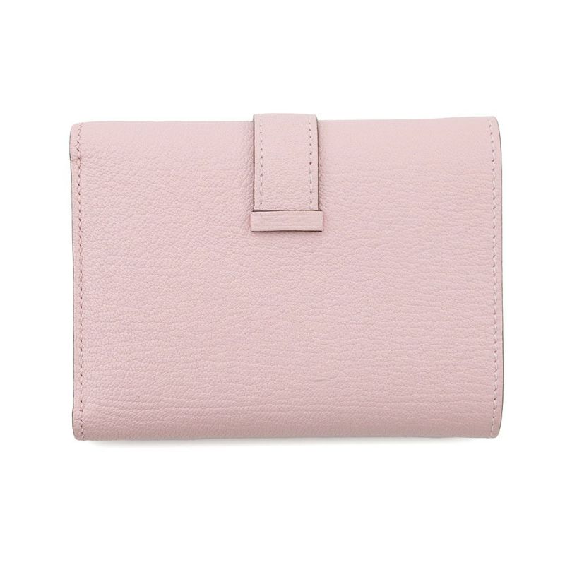 エルメス 三つ折り財布 ベアンコンビネ ローズサクラ/シルバー金具 シェブルミゾル K刻印 財布