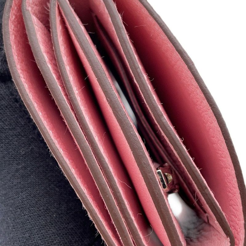 エルメス 三つ折り財布 ベアンコンビネ ローズサクラ/シルバー金具 シェブルミゾル K刻印 財布