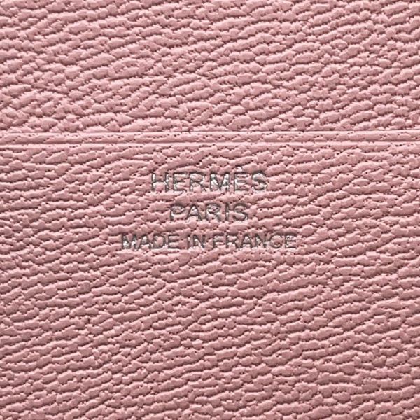 エルメス 三つ折り財布 ベアンコンビネ ローズサクラ/シルバー金具 シェブルミゾル K刻印 財布