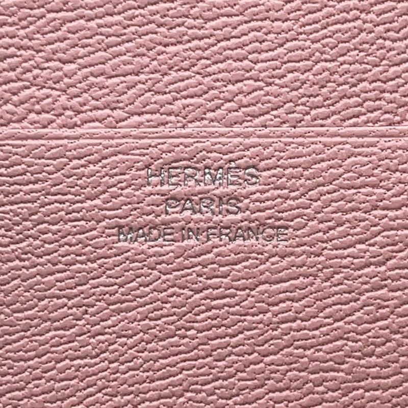 エルメス 三つ折り財布 ベアンコンビネ ローズサクラ/シルバー金具 シェブルミゾル K刻印 財布