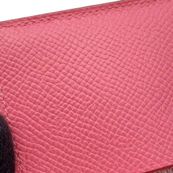 エルメス カードケース ベアン ミニ 小銭入れ付き ローズアザレ/シルバー金具 エプソン K刻印 HERMES 名刺入れ コインケース