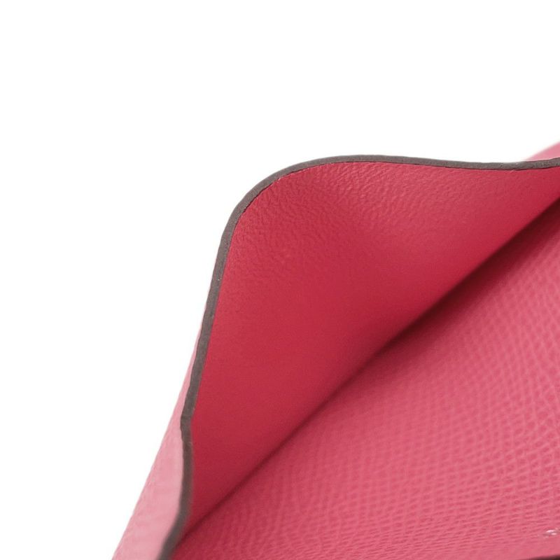 エルメス カードケース ベアン ミニ 小銭入れ付き ローズアザレ/シルバー金具 エプソン K刻印 HERMES 名刺入れ コインケース