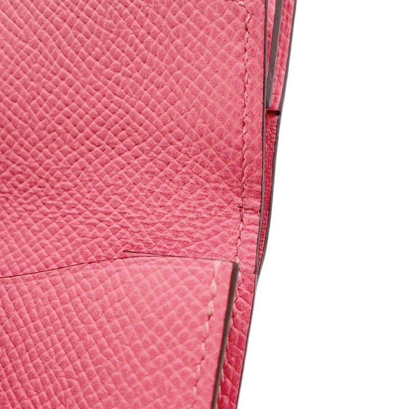 エルメス カードケース ベアン ミニ 小銭入れ付き ローズアザレ/シルバー金具 エプソン K刻印 HERMES 名刺入れ コインケース
