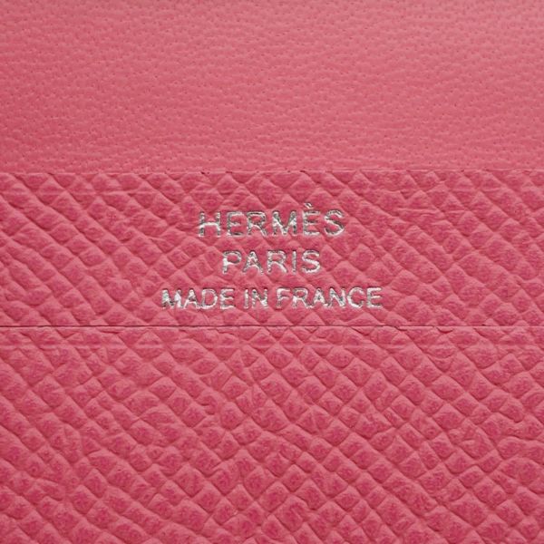 エルメス カードケース ベアン ミニ 小銭入れ付き ローズアザレ/シルバー金具 エプソン K刻印 HERMES 名刺入れ コインケース