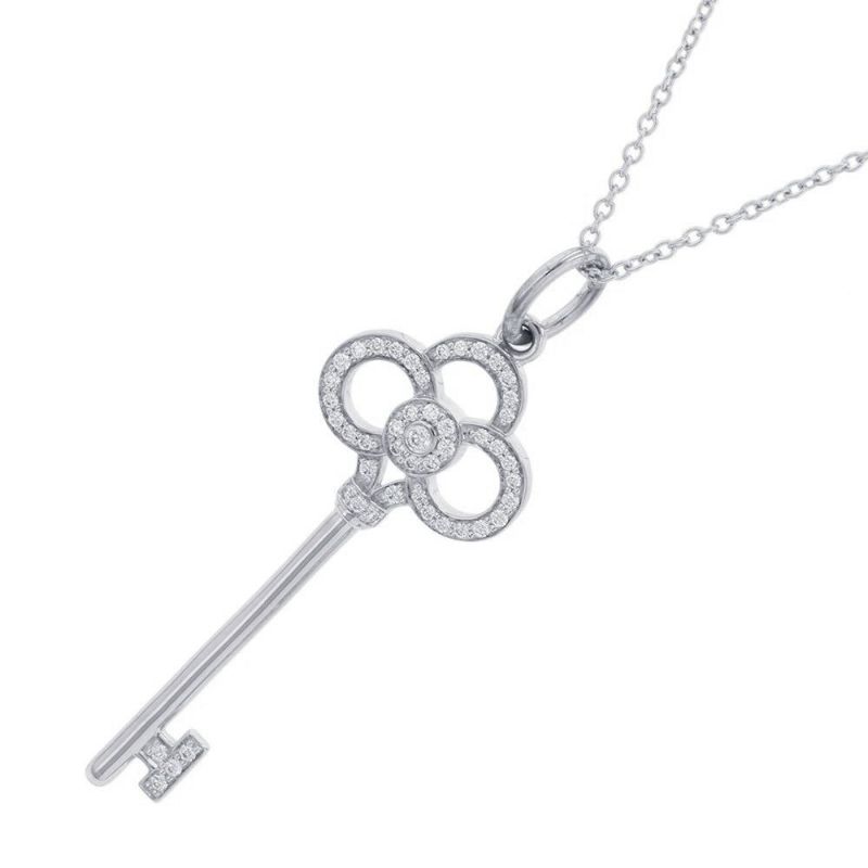 ティファニー ネックレス クラウン キー ネックレス ダイヤモンド 計0.11ct K18WGホワイトゴールド 60010880 ペンダント
