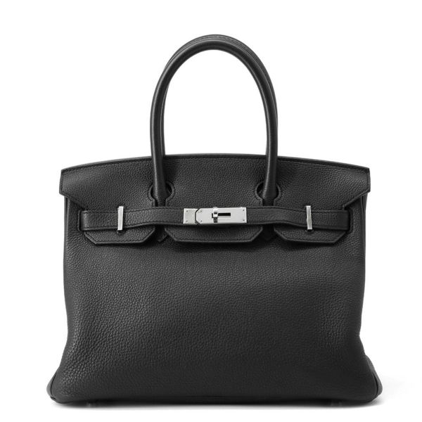 エルメス バーキン30 ブラック/シルバー金具 トゴ A刻印 HERMES Birkin ハンドバッグ 黒