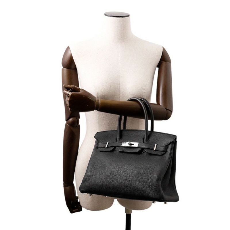 エルメス バーキン30 ブラック/シルバー金具 トゴ A刻印 HERMES Birkin ハンドバッグ 黒