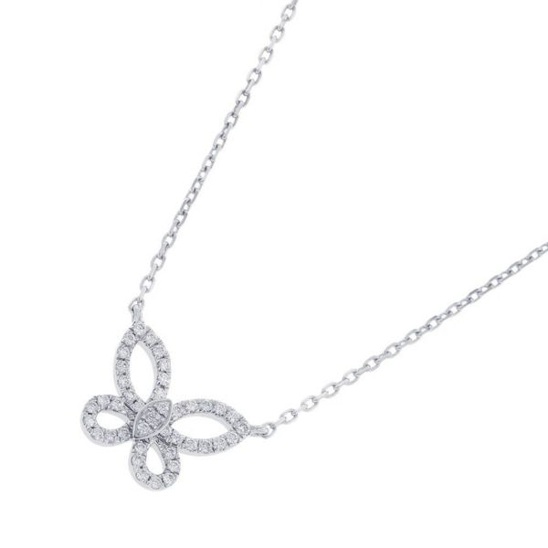 グラフ ネックレス ミニ バタフライ シルエット ダイヤモンド ペンダント ダイヤ 計0.15ct K18WGホワイトゴールド RGP808