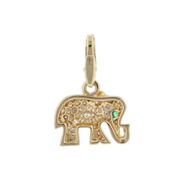 カルティエ ペンダントトップ キャンディ チャーム ダイヤモンド/エメラルド K18YGイエローゴールド Cartier ゾウ 象