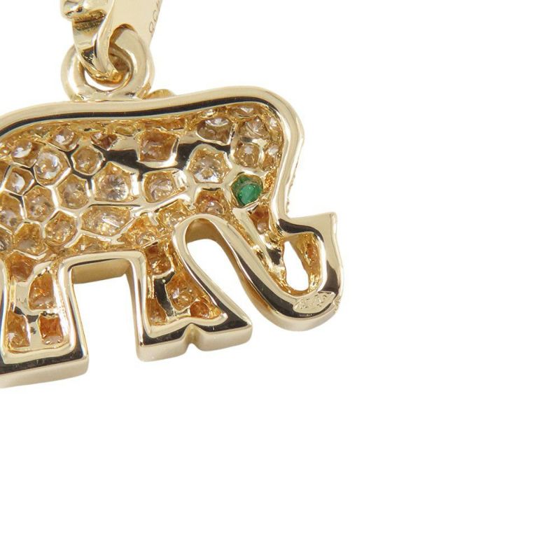 カルティエ ペンダントトップ キャンディ チャーム ダイヤモンド/エメラルド K18YGイエローゴールド Cartier ゾウ 象