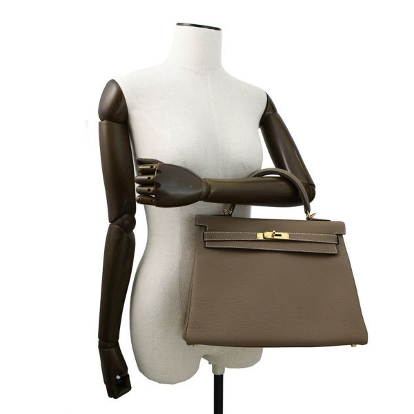 エルメス ハンドバッグ ケリー32 内縫い エトゥープ/ゴールド金具 トゴ A刻印 2wayショルダー