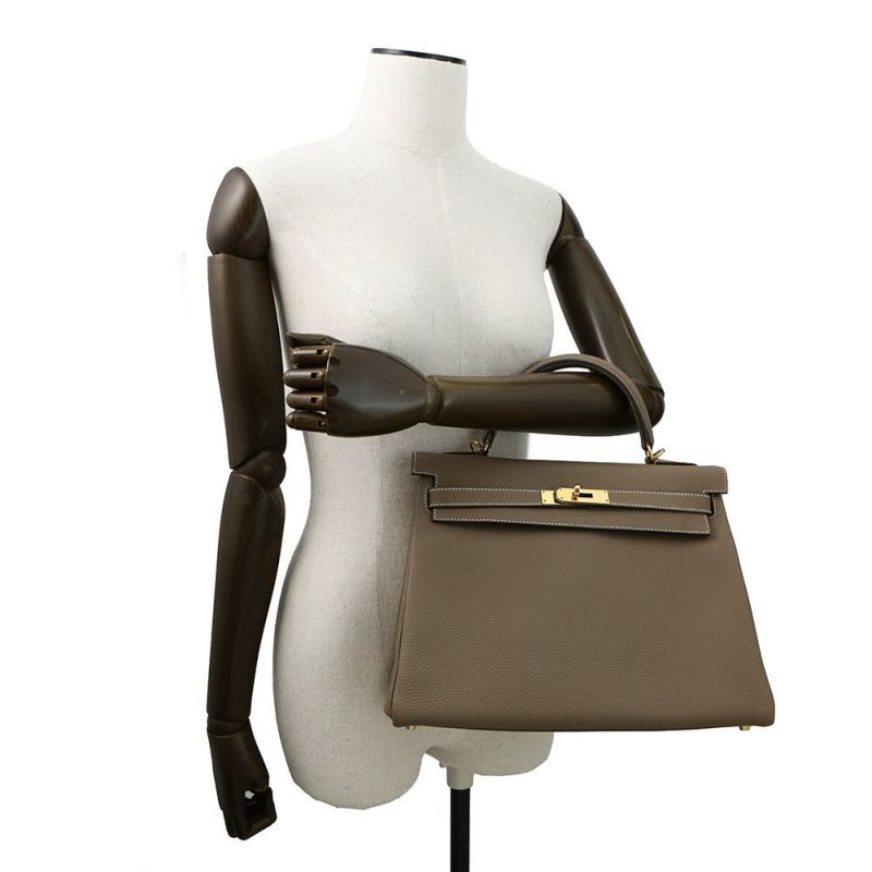 エルメス ハンドバッグ ケリー32 内縫い エトゥープ/ゴールド金具 トゴ A刻印 2wayショルダー