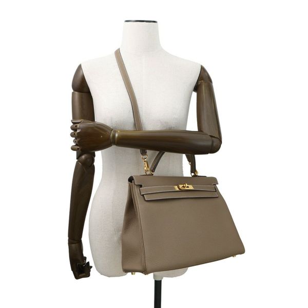 エルメス ハンドバッグ ケリー32 内縫い エトゥープ/ゴールド金具 トゴ A刻印 2wayショルダー