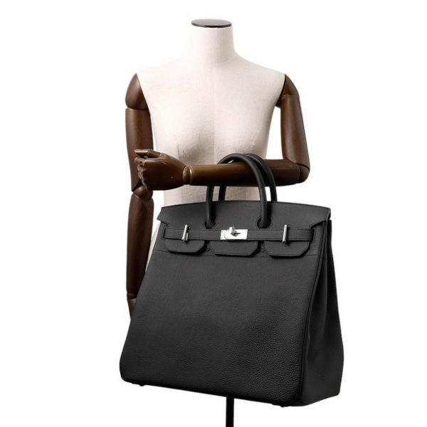 エルメス ハンドバッグ オータクロア40 ブラック/シルバー金具 トゴ K刻印 HERMES 黒