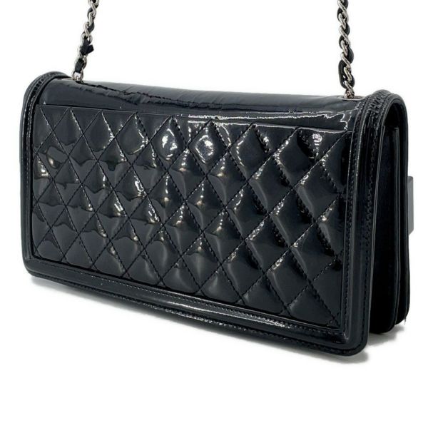 シャネル チェーンショルダーバッグ レゴボーイ ココマーク パテント ラインストーン CHANEL 黒