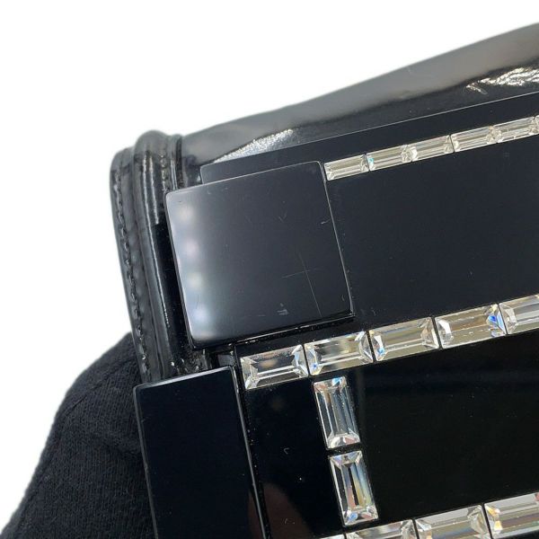 シャネル チェーンショルダーバッグ レゴボーイ ココマーク パテント ラインストーン CHANEL 黒