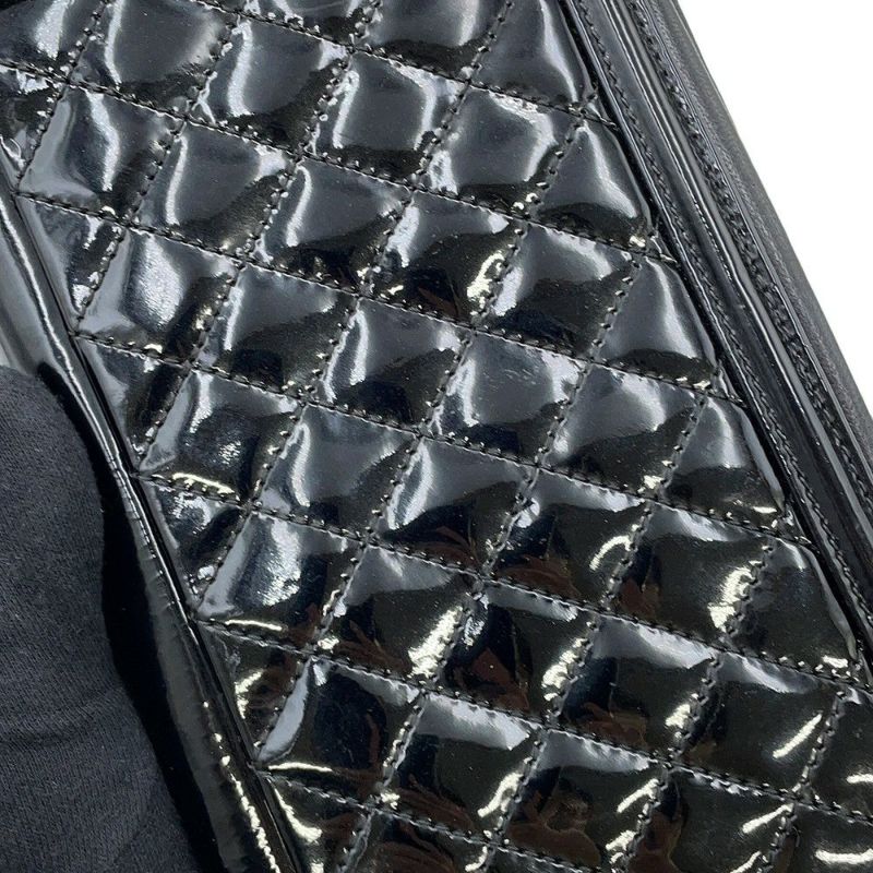 シャネル チェーンショルダーバッグ レゴボーイ ココマーク パテント ラインストーン CHANEL 黒