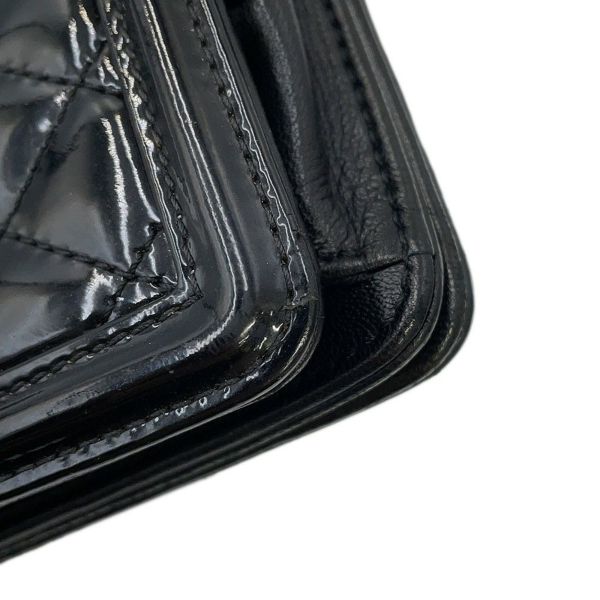 シャネル チェーンショルダーバッグ レゴボーイ ココマーク パテント ラインストーン CHANEL 黒