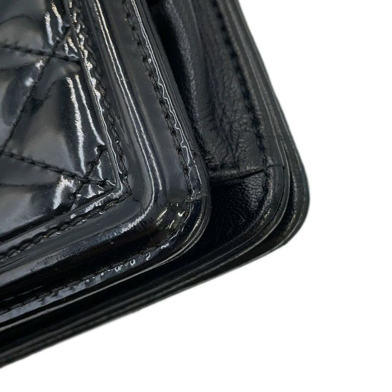 シャネル チェーンショルダーバッグ レゴボーイ ココマーク パテント ラインストーン CHANEL 黒