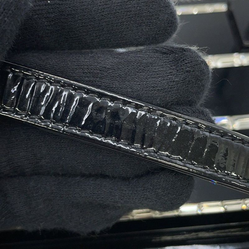 シャネル チェーンショルダーバッグ レゴボーイ ココマーク パテント ラインストーン CHANEL 黒