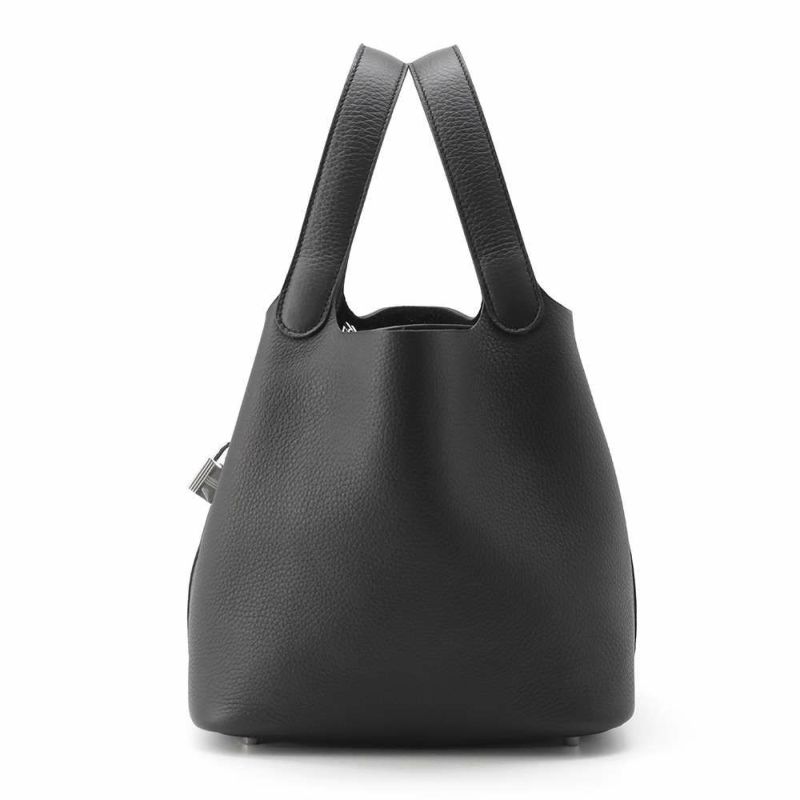 エルメス ハンドバッグ ピコタンロックMM ブラック/シルバー金具 トリヨンクレマンス W刻印