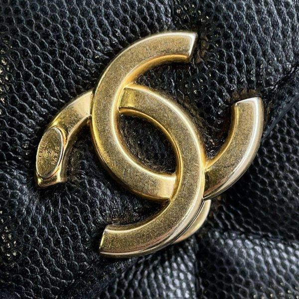 シャネル チェーンウォレット コインケース マトラッセ ココマーク キャビアスキン CHANEL 財布 カードケース 黒