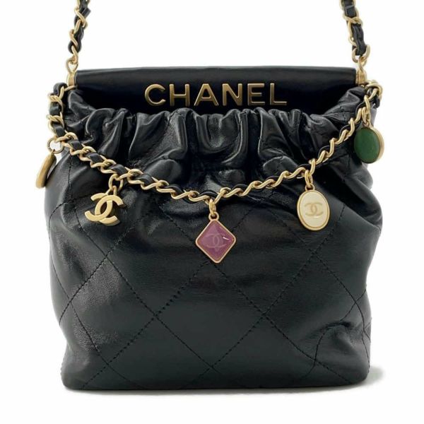 シャネル チェーンショルダーバッグ 22 マトラッセ ココマーク ラムスキン AS3793 CHANEL バッグ 黒